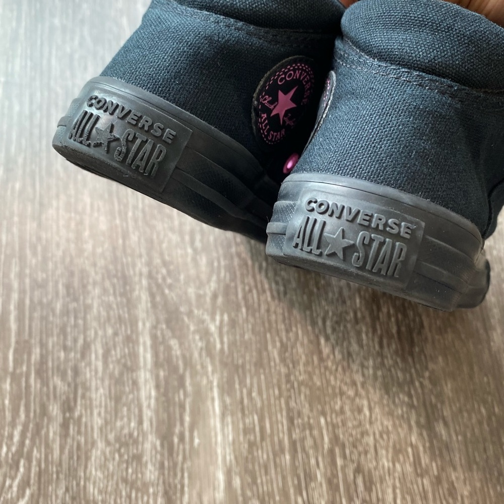 Converse High tops. All black w/pink details. 11 - Picture 13 of 13